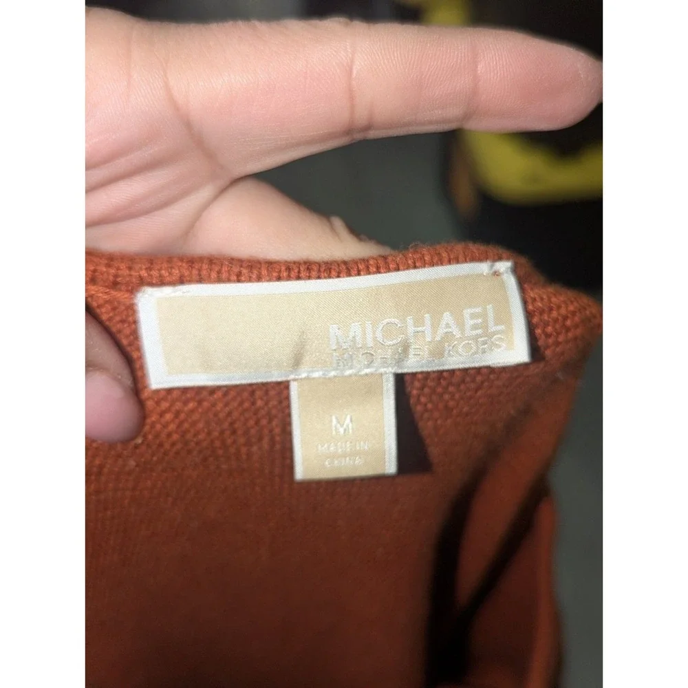 Quiet Luxury Burnt‎ Orange Side Zip Sweater Michael Kors Medium Office Business